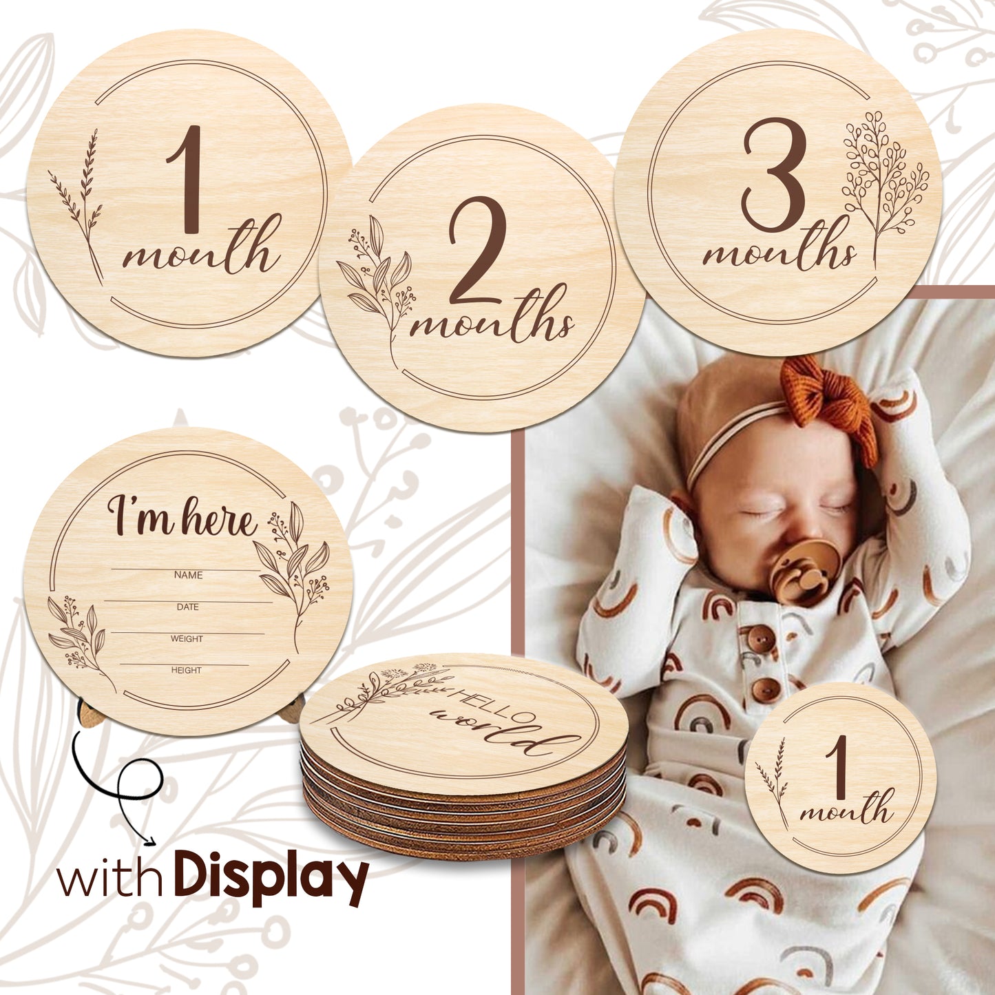 Wooden Baby Milestone Cards- Boho