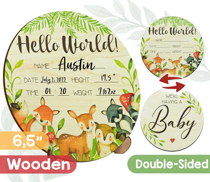 Wooden Baby Birth Announcement Sign for Boy