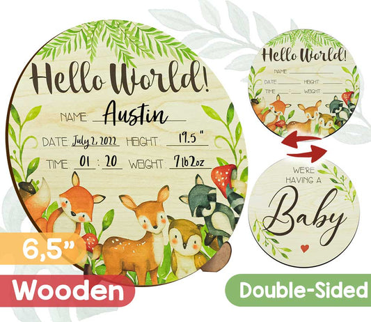 Wooden Baby Birth Announcement Sign for Boy