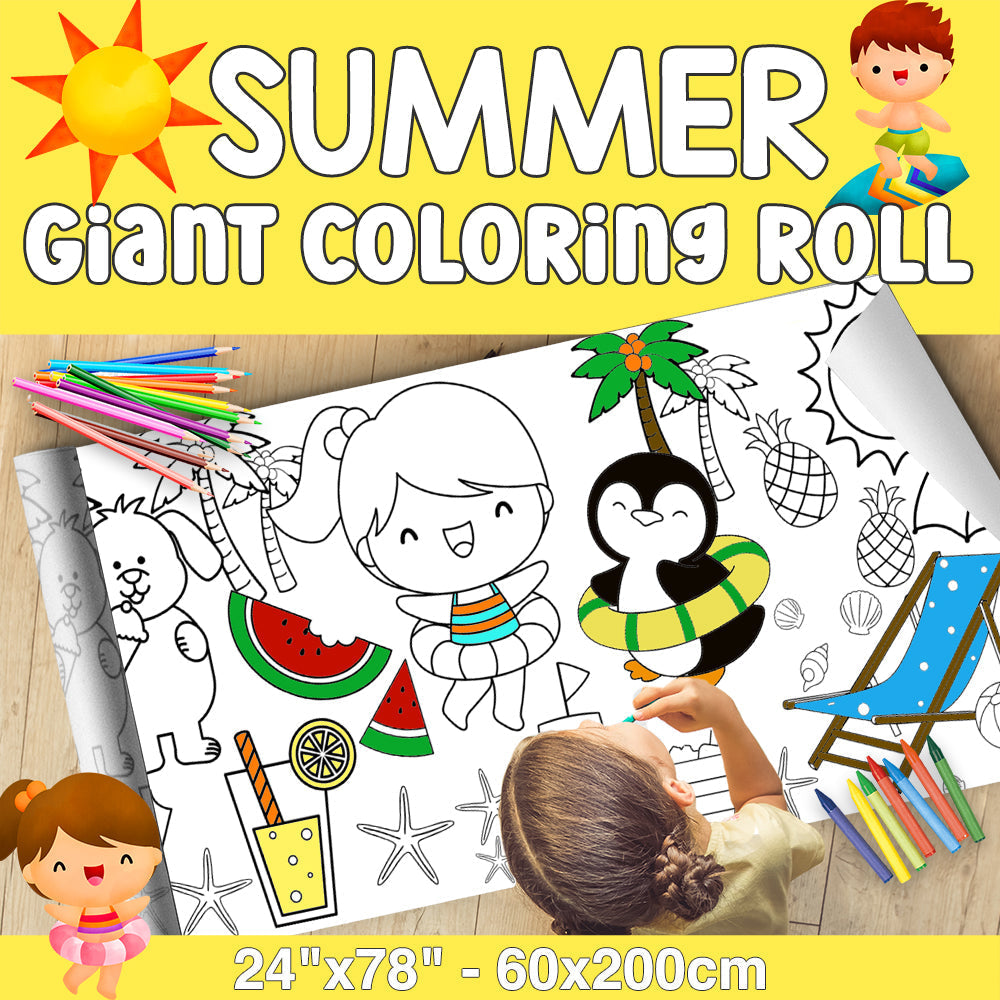 GIANT Coloring Paper Activity Roll for Kids, 24"x100", Camp Life