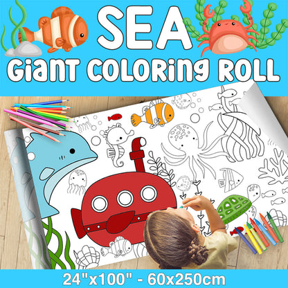 GIANT Coloring Paper Activity Roll for Kids, 24"x100", Safari