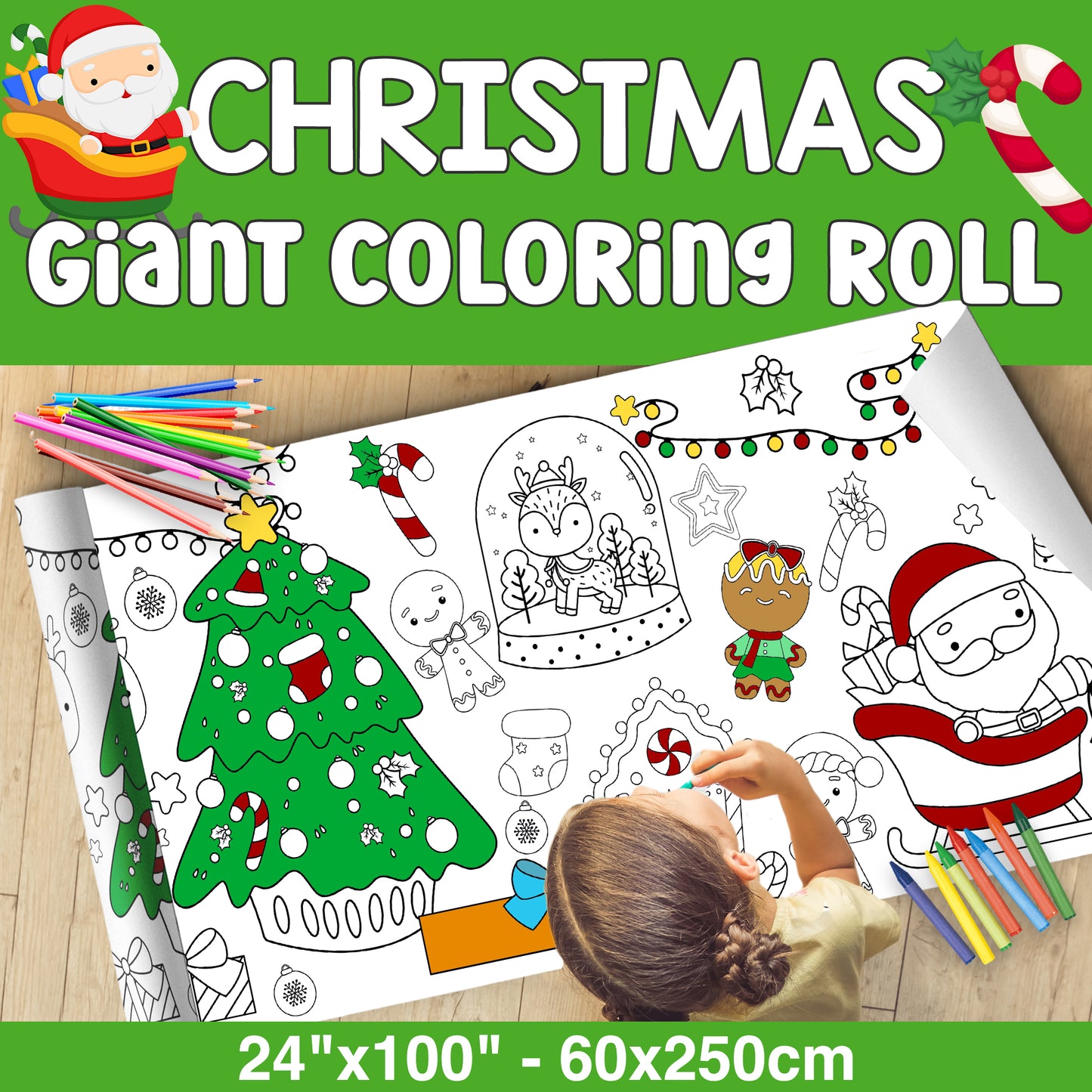 GIANT Coloring Paper Activity Roll for Kids, 24"x100", UNICORN