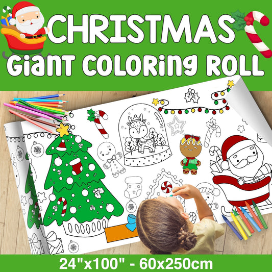 GIANT Christmas Coloring Paper Activity Roll for Kids, 24"x100", Coloring Sheets Xmas