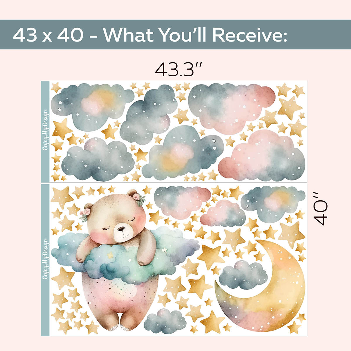 Kids Wall Decal Cute Sleepy Bear Wall Sticker