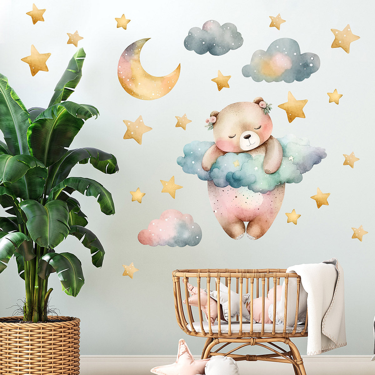 Kids Wall Decal Cute Sleepy Bear Wall Sticker