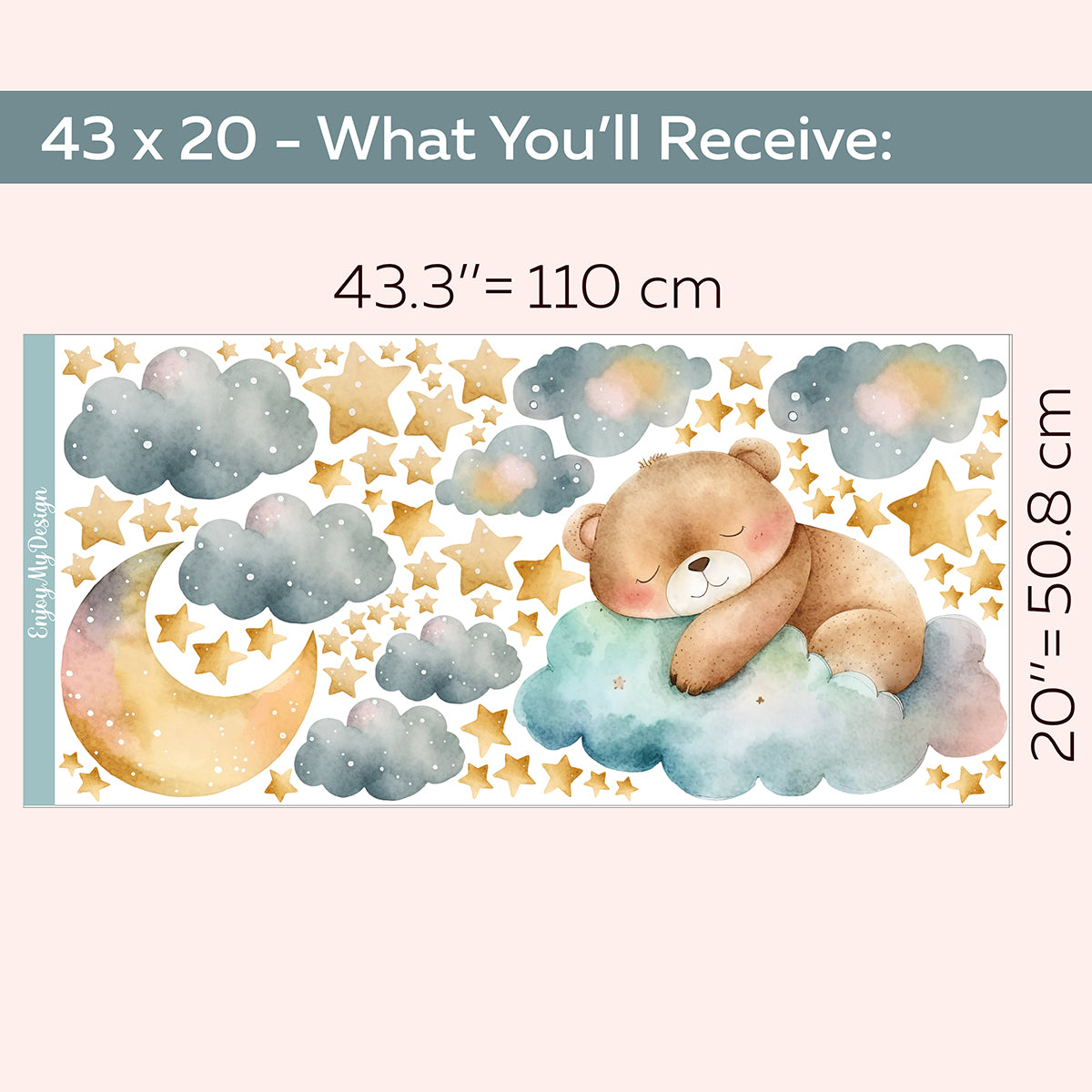 Kids Wall Decal Cute Sleepy Bear Wall Sticker