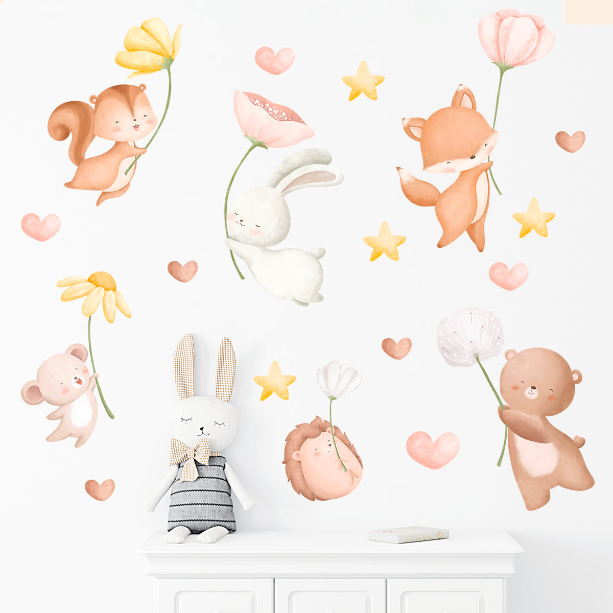 Kids Wall Decal Cute Animals Wall Sticker Set