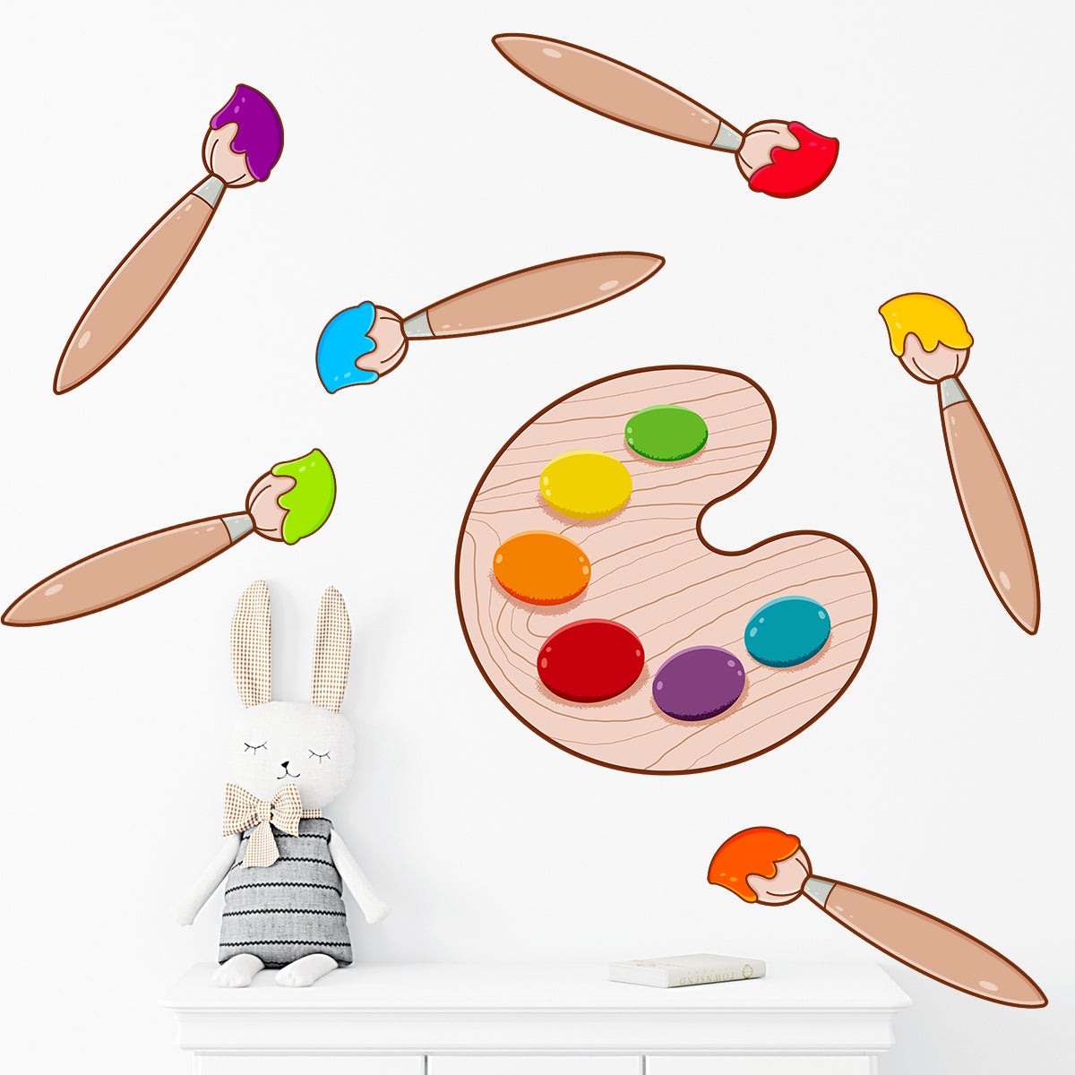 Kids Wall Sticker Paint Brushes Playroom Decal Set