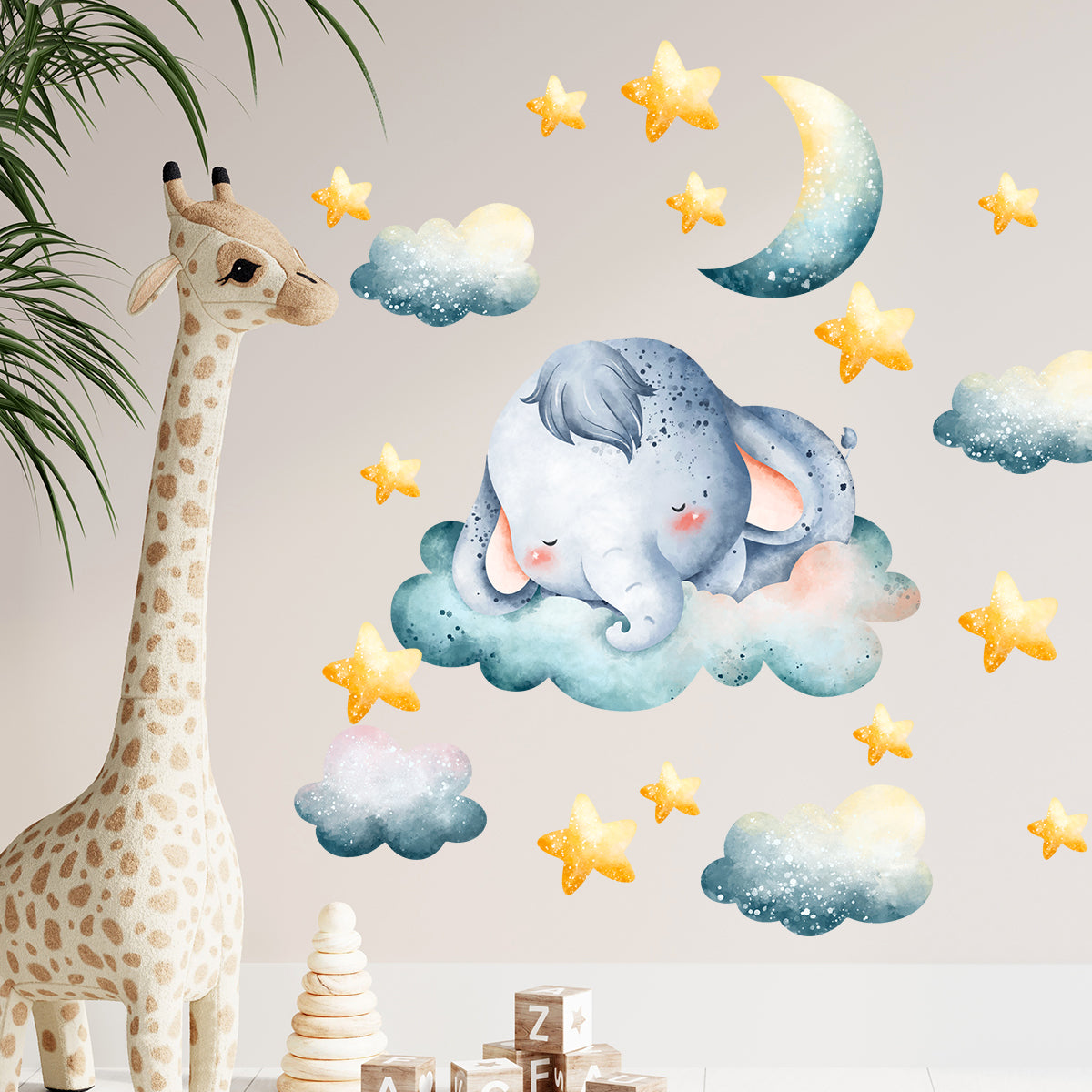 Wall Decal Cute Sleepy Elephant Wall Sticker