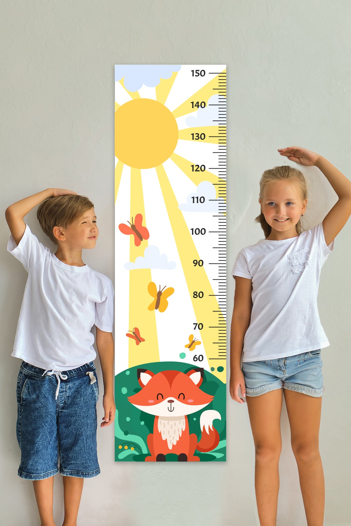 Growth Chart Sticker Cute Fox Wall Decal