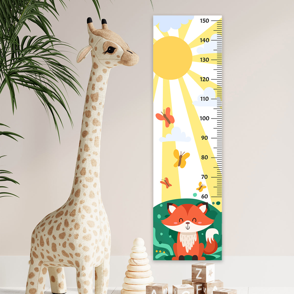 Growth Chart Sticker Cute Fox Wall Decal