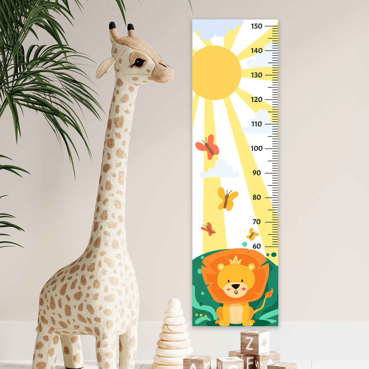 Growth Chart Sticker Cute Lion Wall Decal