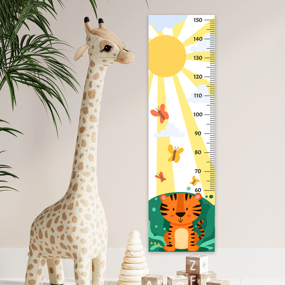 Growth Chart Sticker Cute Tiger Wall Decal