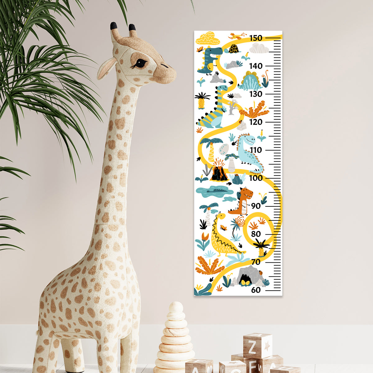 Growth Chart Sticker Dinosaurs Wall Decal