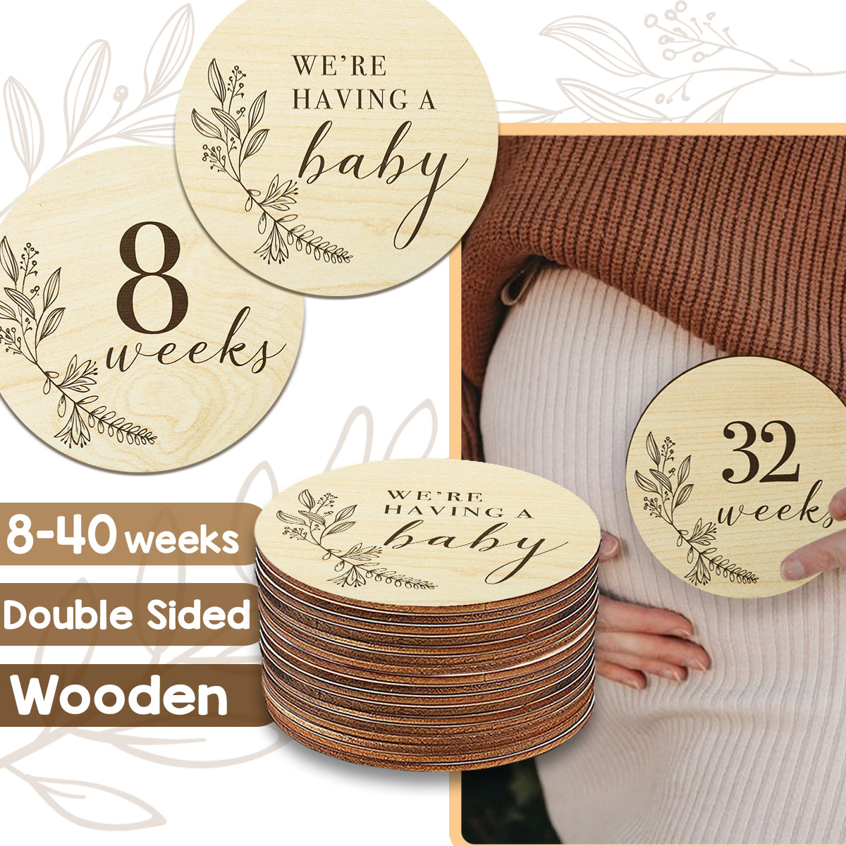 Wooden Pregnancy Announcement Discs