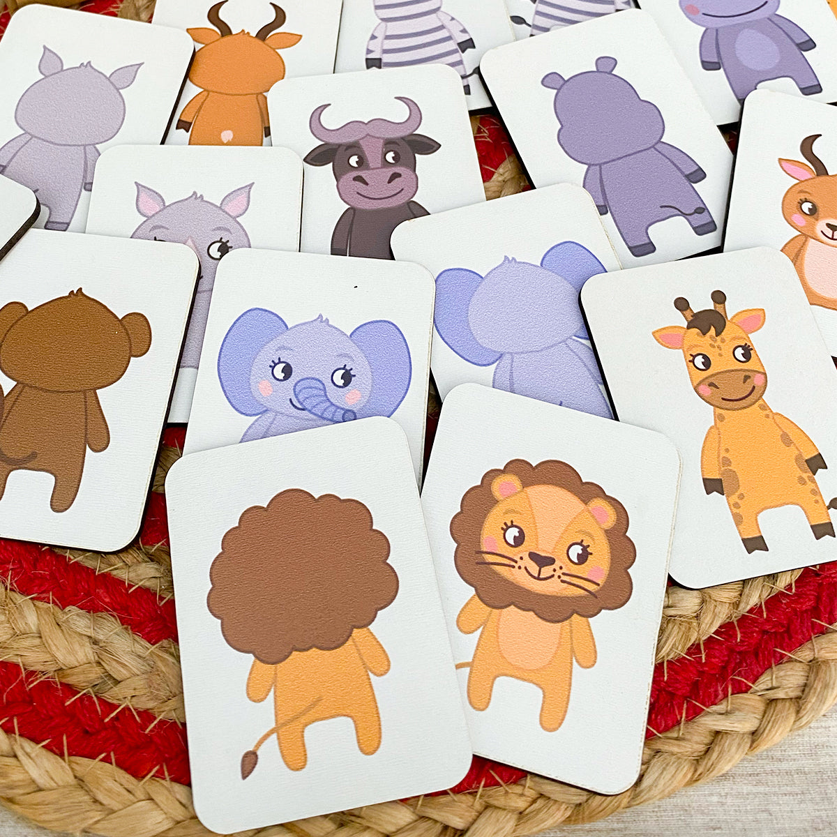 Animals Wooden Memory Game for Kids - Front and Back
