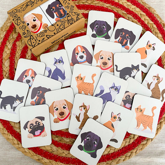Fruits Wooden Memory Game for Kids - Cats and Dogs