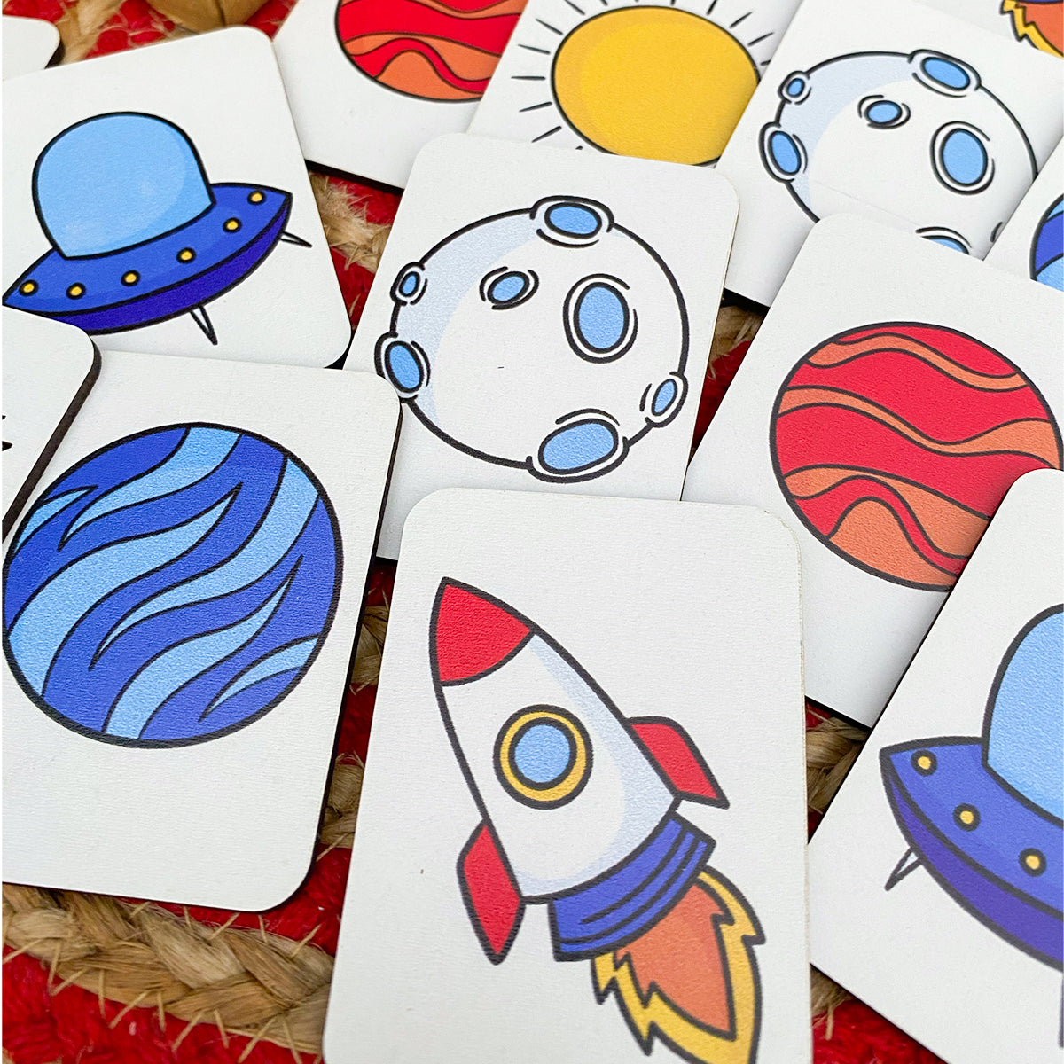 Space Themed Wooden Memory Game for Kids