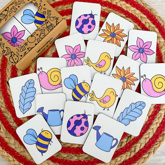 Spring Flowers Wooden Memory Game for Kids