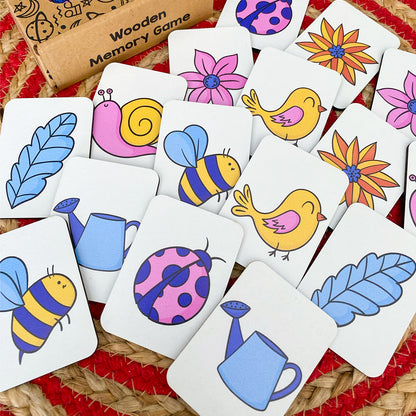 Spring Flowers Wooden Memory Game for Kids