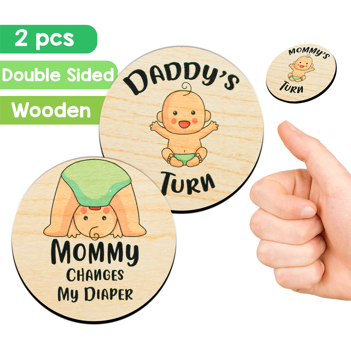 Parents Decision Flip Coin Set of 2 Wooden Coins