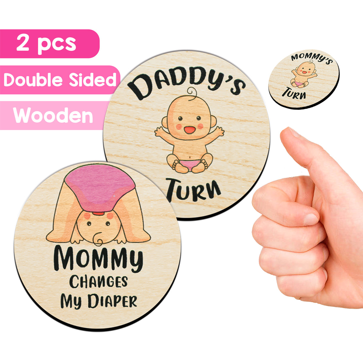 Parents Decision Flip Coin Set of 2 Wooden Coins