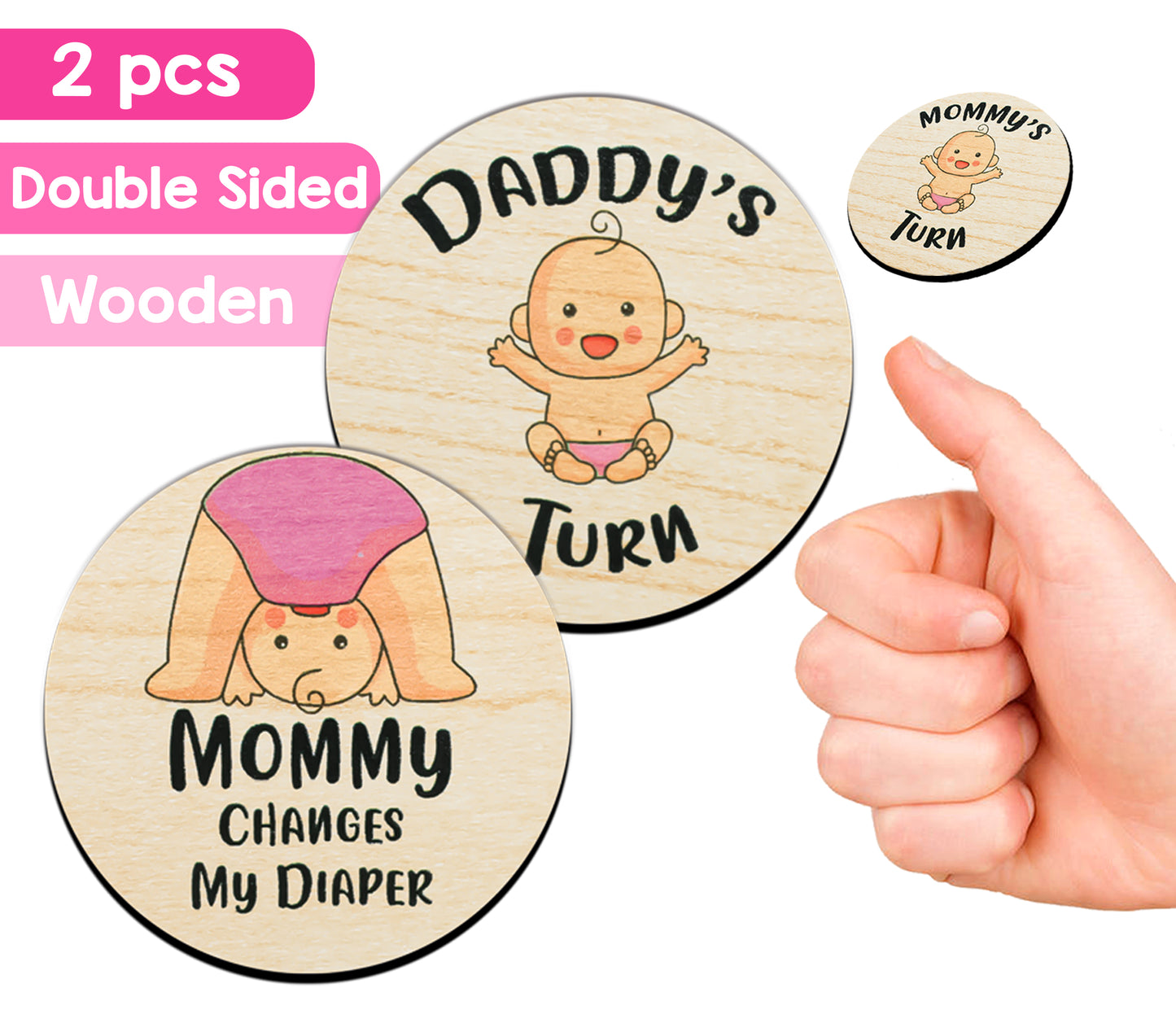 Parents Decision Flip Coin Set of 2 Wooden Coins