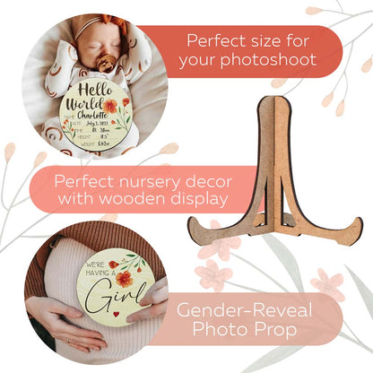 Wooden Baby Name Announcement Sign for Girl