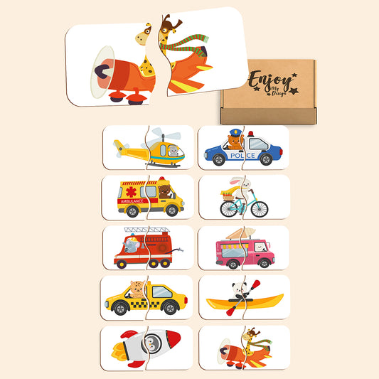 Wooden Toddler Game Transportation 2 Piece Jigsaw Puzzle