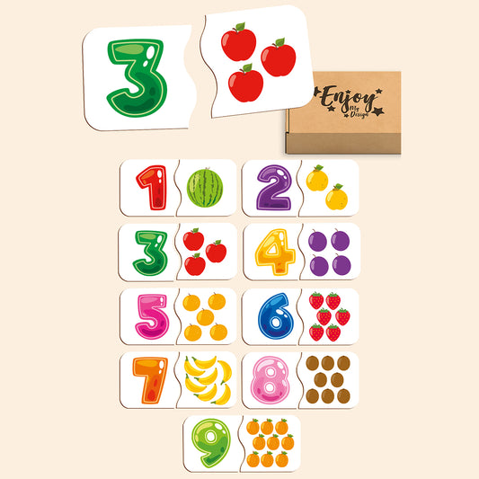 Wooden Toddler Game Numbers 2 Piece Jigsaw Puzzle