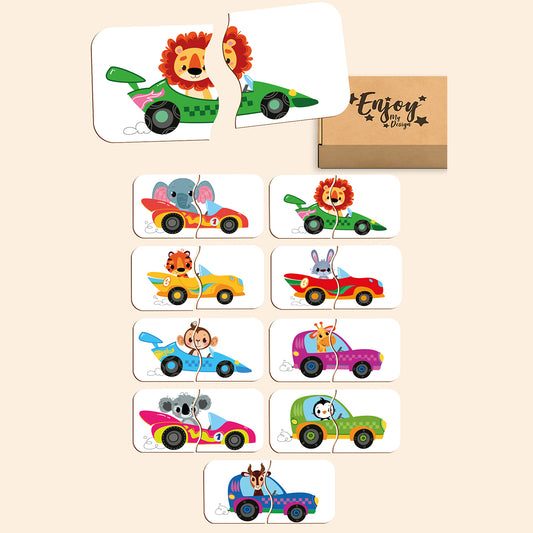 Wooden Toddler Game Cars 2 Piece Jigsaw Puzzle