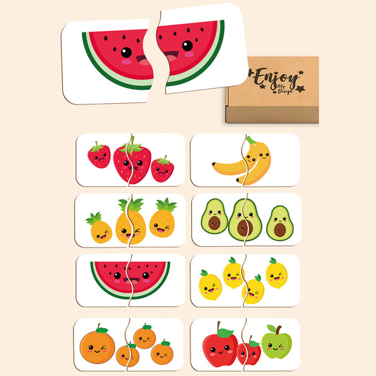 Wooden Toddler Game Fruits 2 Piece Jigsaw Puzzle