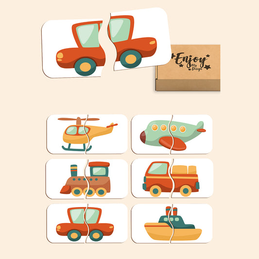 Wooden Toddler Game Transportation 2 Piece Jigsaw Puzzle