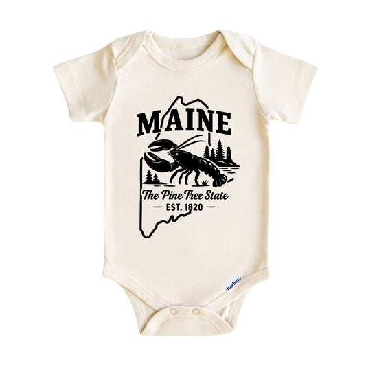 Maine Baby Onesie ®, The Pine Tree State Baby Bodysuit for Boys Girls