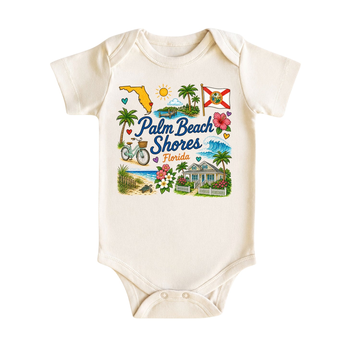 Palm Beach Shores Florida Baby Bodysuit for Boys Girls