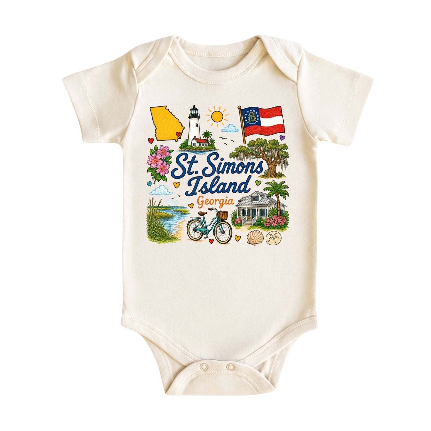 St. Simons Island Georgia Baby Bodysuit for Boys Girls