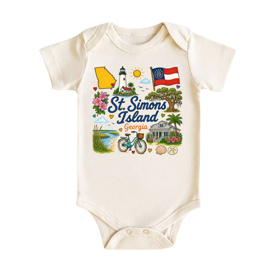 St. Simons Island Georgia Baby Bodysuit for Boys Girls