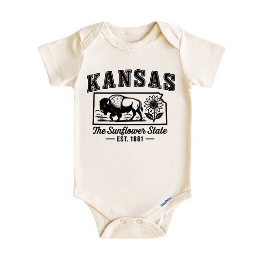 Kansas Baby Onesie ®, The Sunflower State Baby Bodysuit for Boys Girls