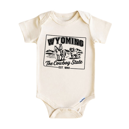 Wyoming Baby Onesie ®, The Cowboy State Baby Bodysuit for Boys Girls
