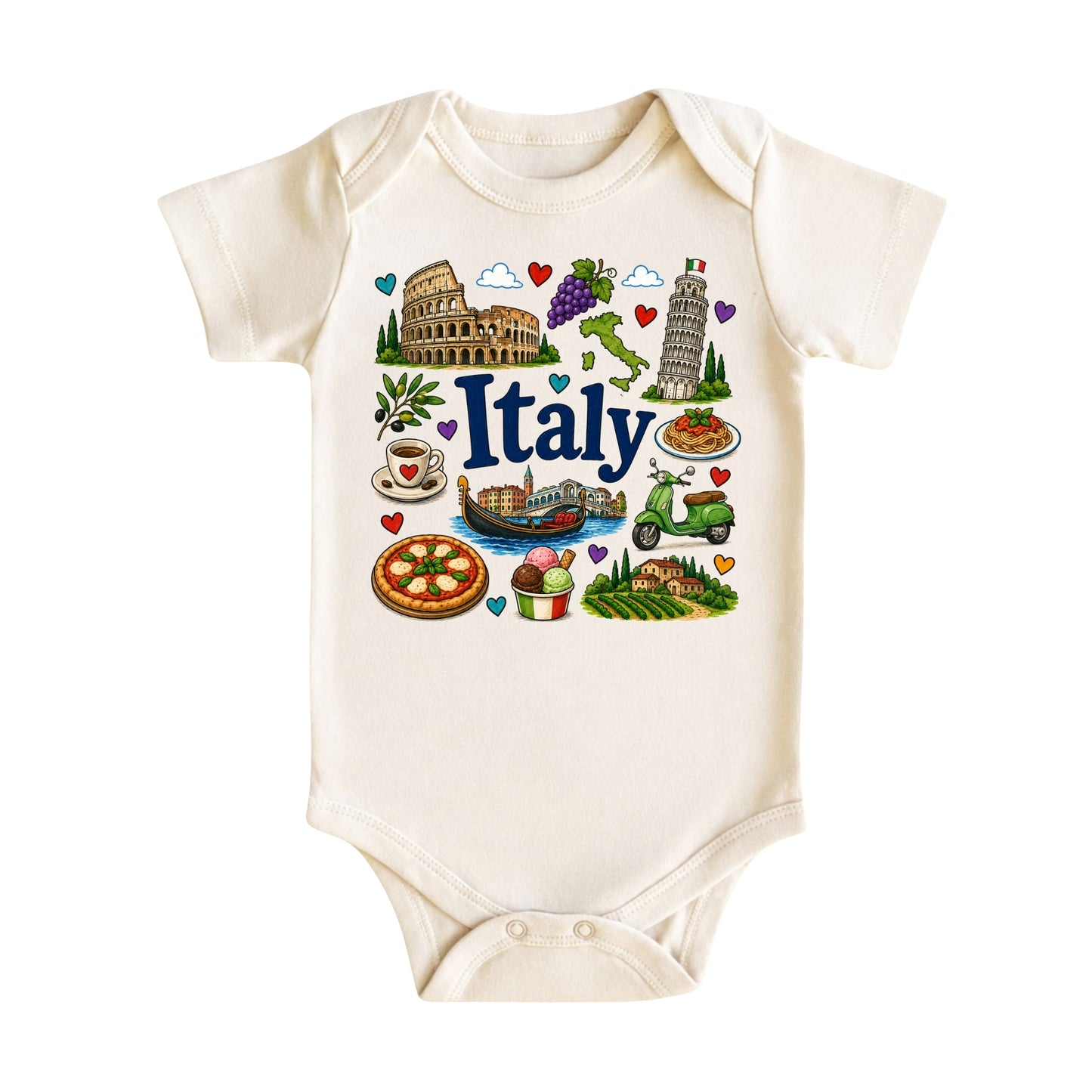 Italy Baby Bodysuit for Boys Girls