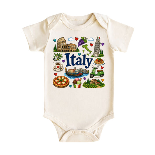 Italy Baby Bodysuit for Boys Girls