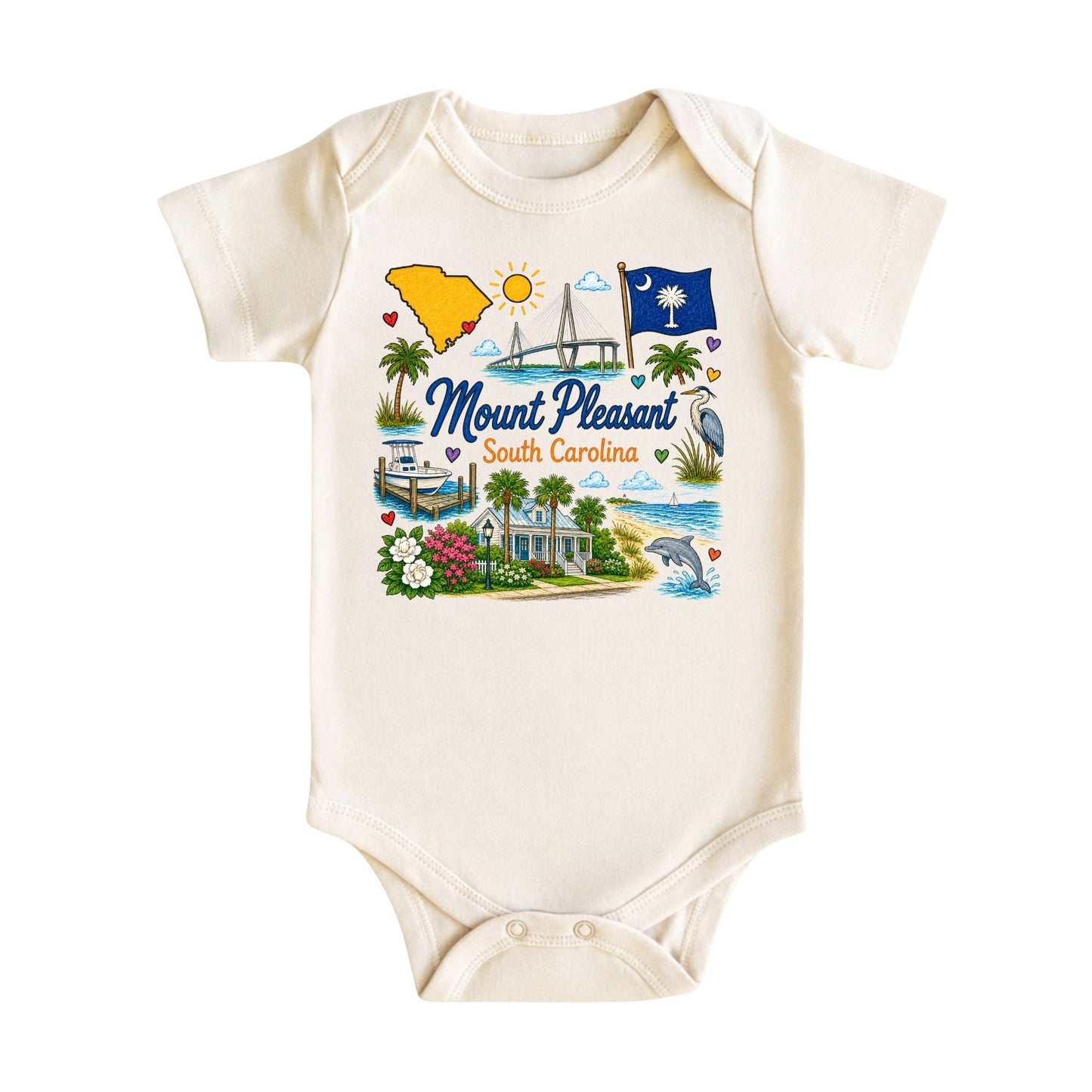 Mount Pleasant South Carolina Baby Bodysuit for Boys Girls