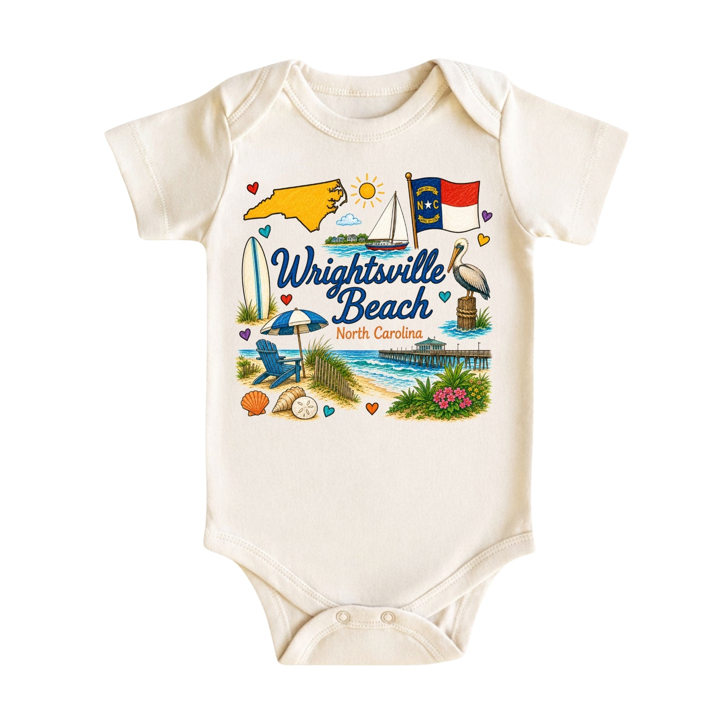 Wrightsville Beach North Carolina Baby Bodysuit for Boys Girls