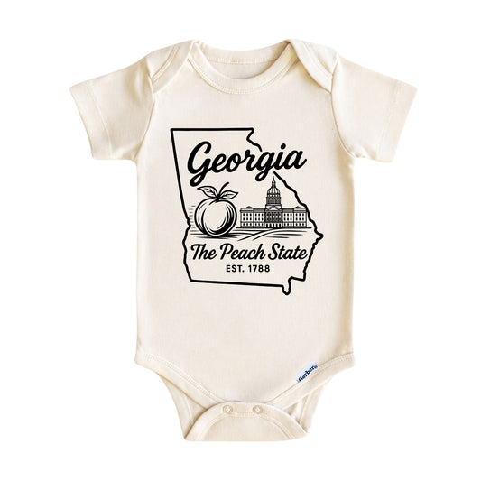 Georgia Baby Onesie ®, The Peach State Baby Bodysuit for Boys Girls