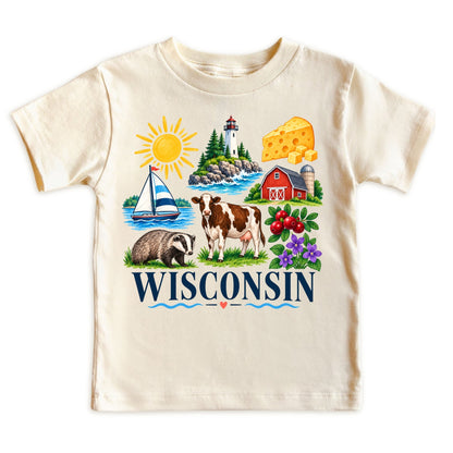 Wisconsin Kids T-Shirt for Boys Girls