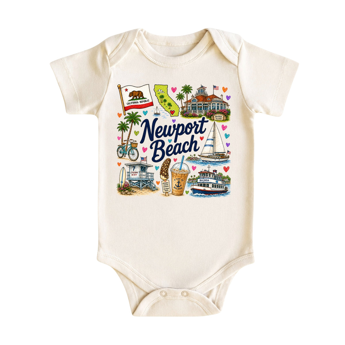 Newport Beach California Baby Bodysuit for Boys Girls