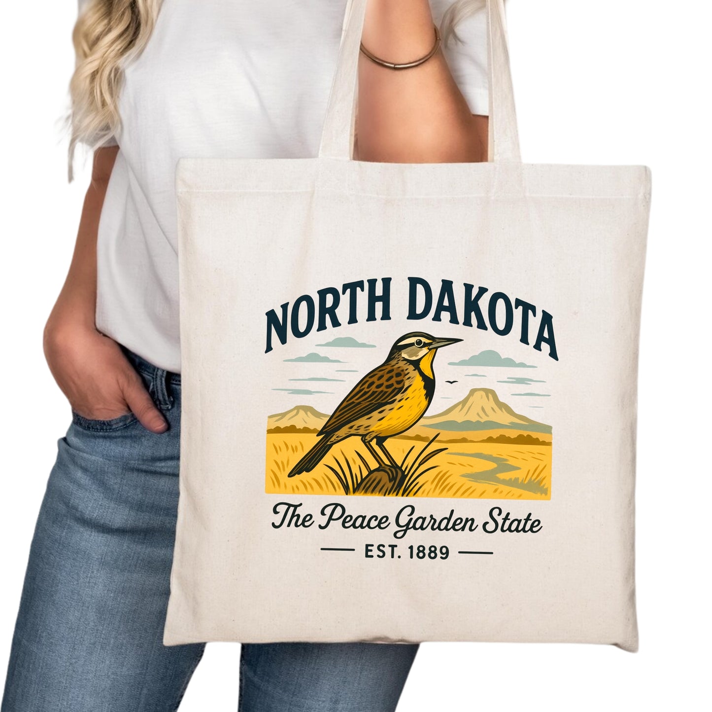 North Dakota Tote Bag, Fargo Bismarck Grand Forks Travel Market Bag