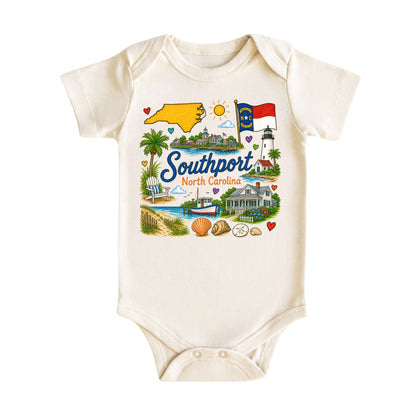 Southport North Carolina Baby Bodysuit for Boys Girls