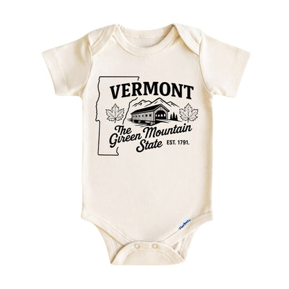 Vermont Baby Onesie ®, The Green Mountain State Baby Bodysuit for Boys Girls