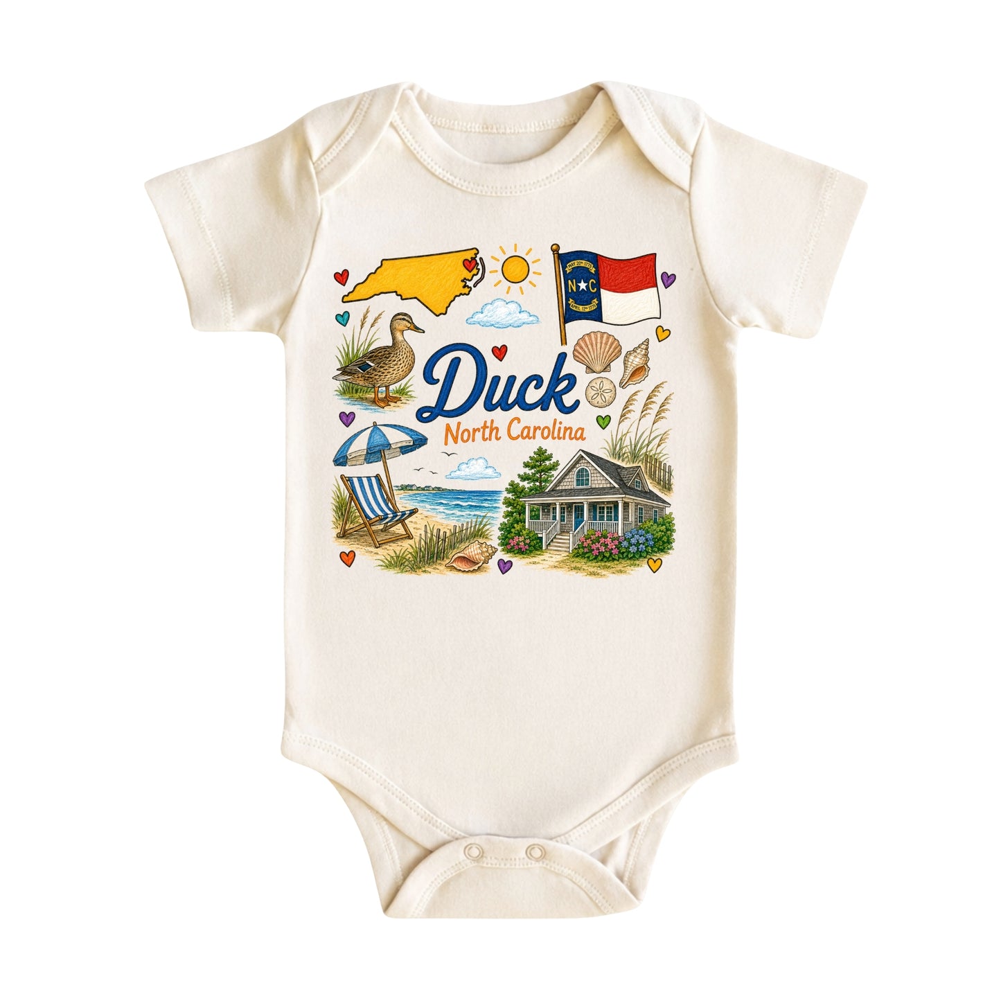 Duck North Carolina Baby Bodysuit for Boys Girls